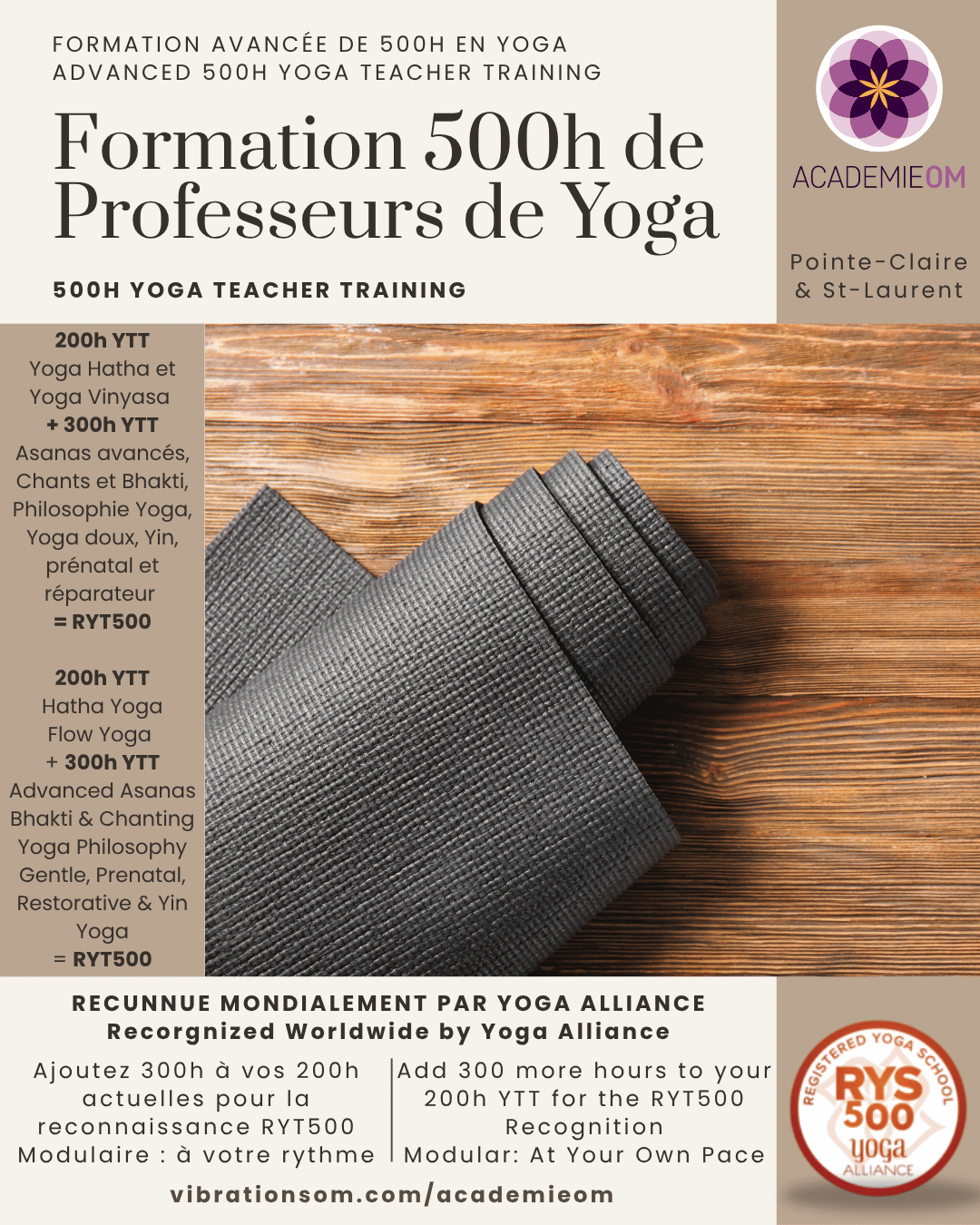 Formation de professeur de yoga de 500h