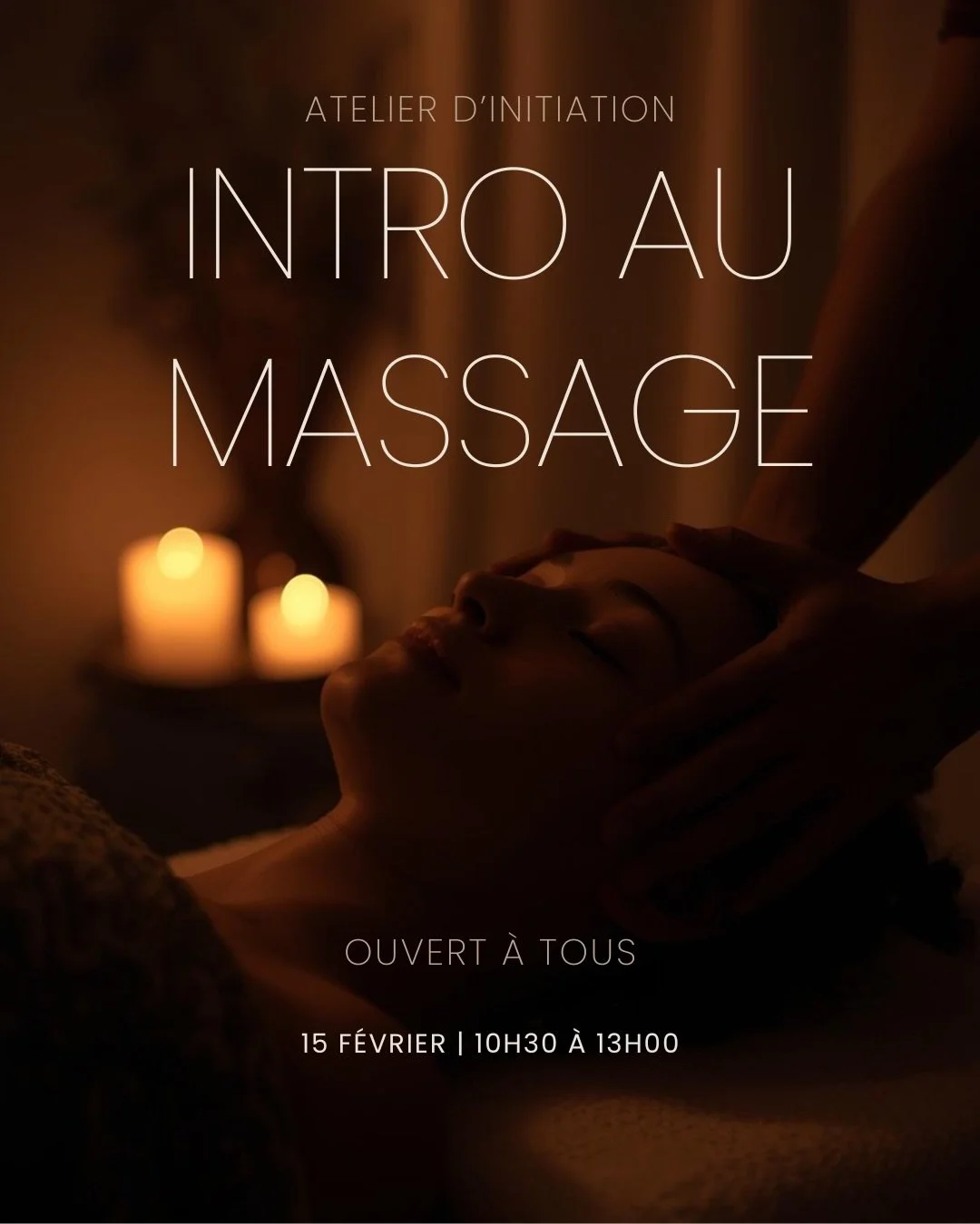 Rejoignez-nous le dimanche 15 f&eacute;vrier pour un atelier pratique et convivial o&ugrave; vous d&eacute;couvrirez l&rsquo;art du massage relaxant &agrave; l&rsquo;huile sur table 
&mdash; id&eacute;al pour les d&eacute;butants et tous ceux qui sou