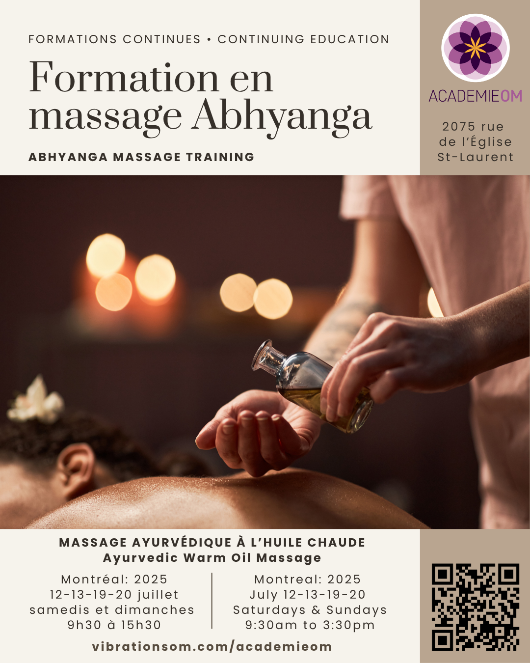 Entraînement Abhyanga (massage ayurvédique à l’huile chaude)