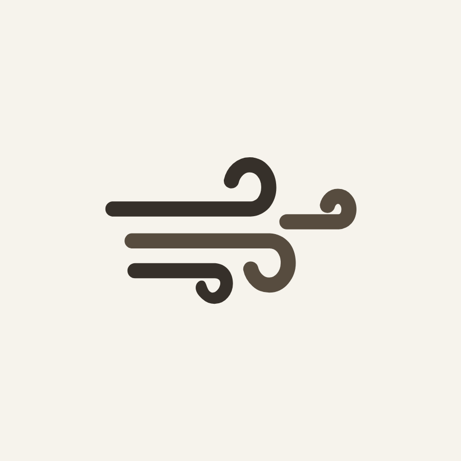 Minimalist black wind or air symbol on a orange-yellow gradient background