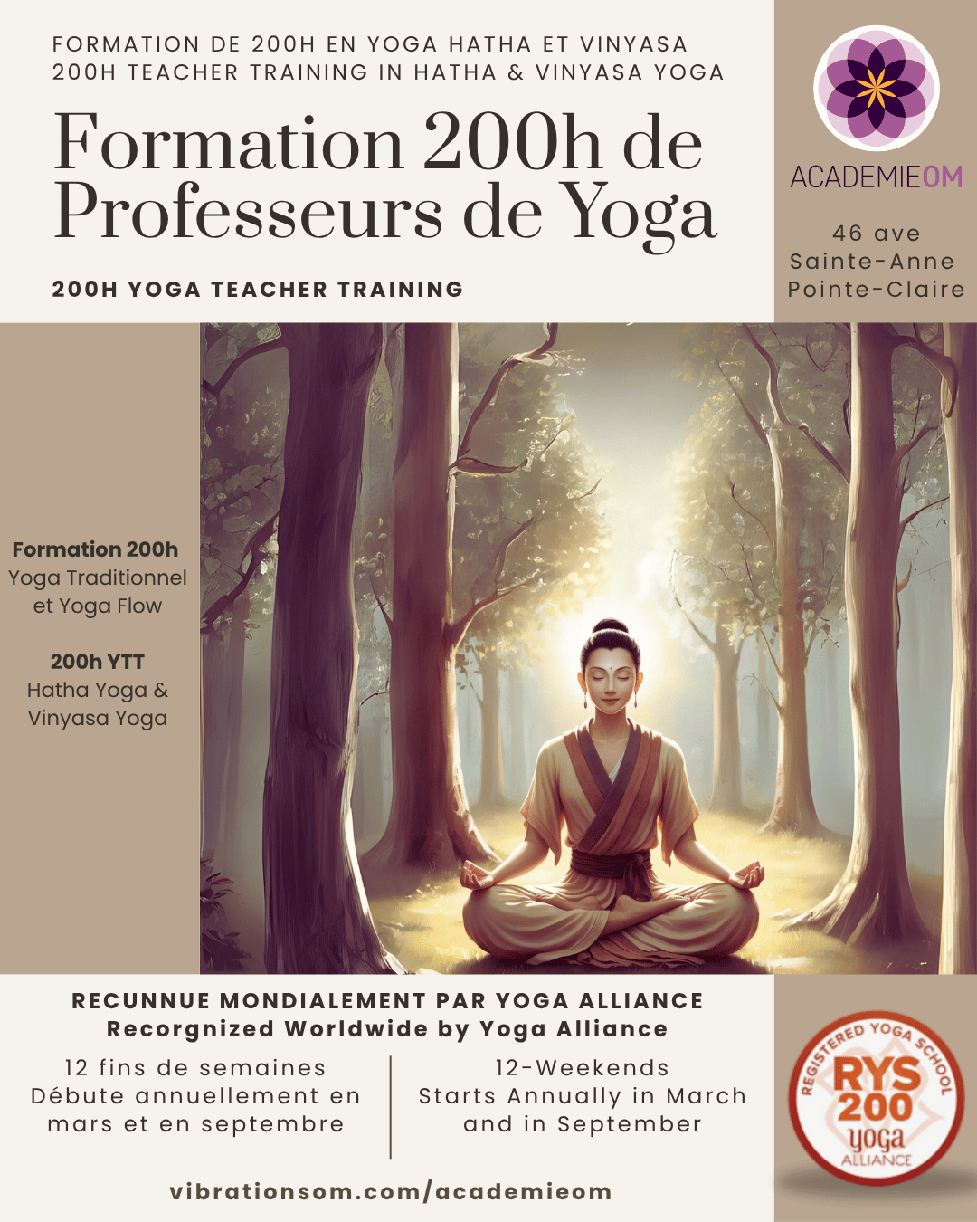 Formation de professeur de yoga de 200h