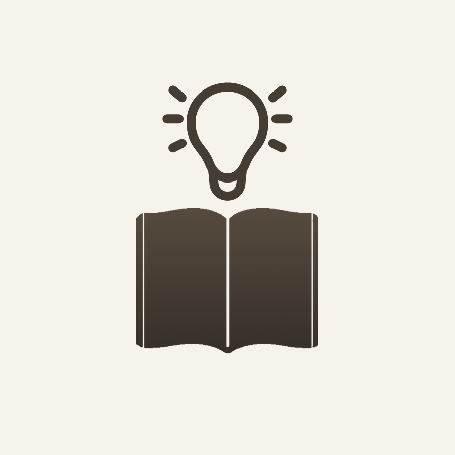 Open book with a lightbulb above it, symbolizing ideas or learning.