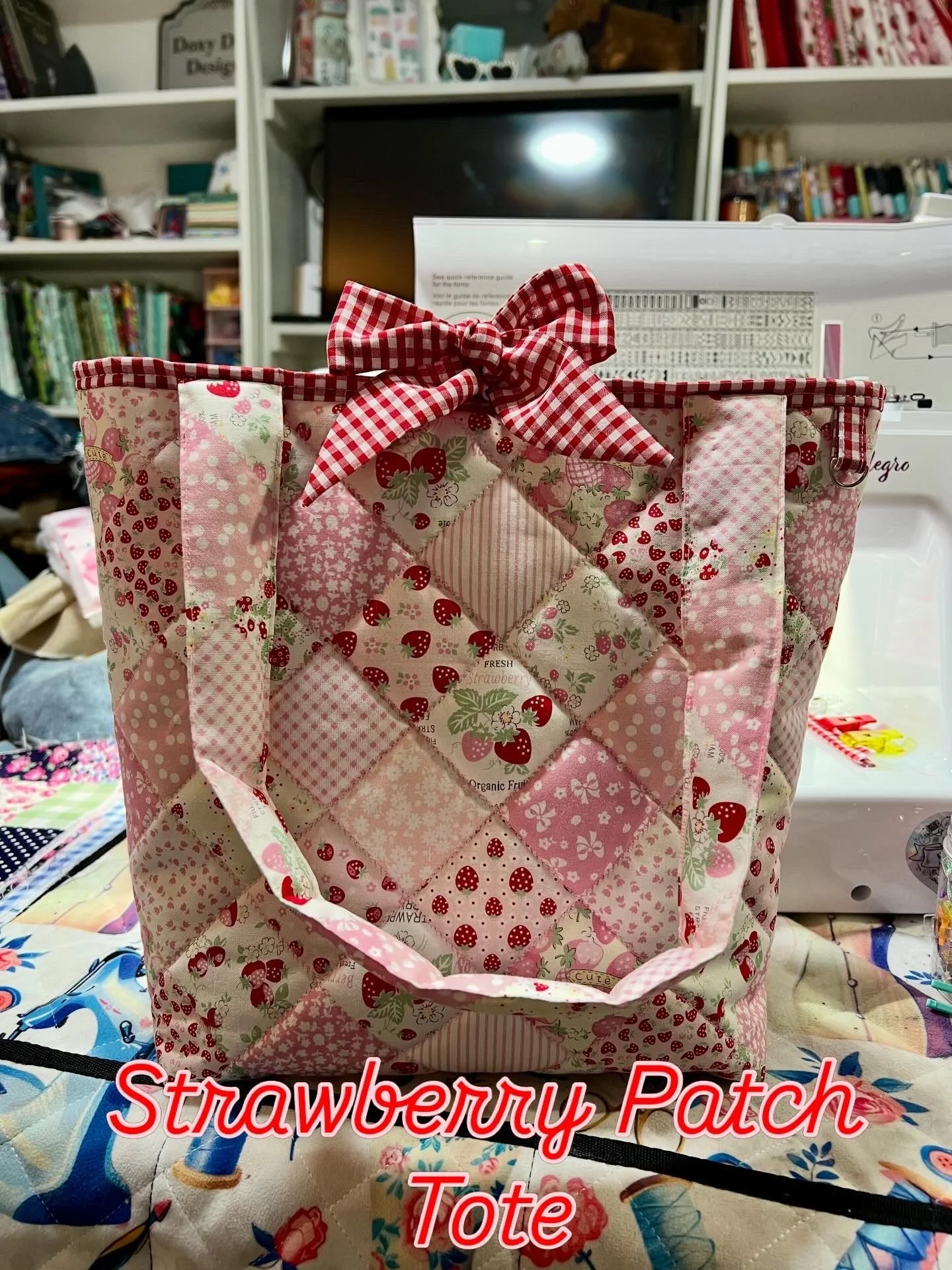 Strawberry Patch Quilted Doxy Tote