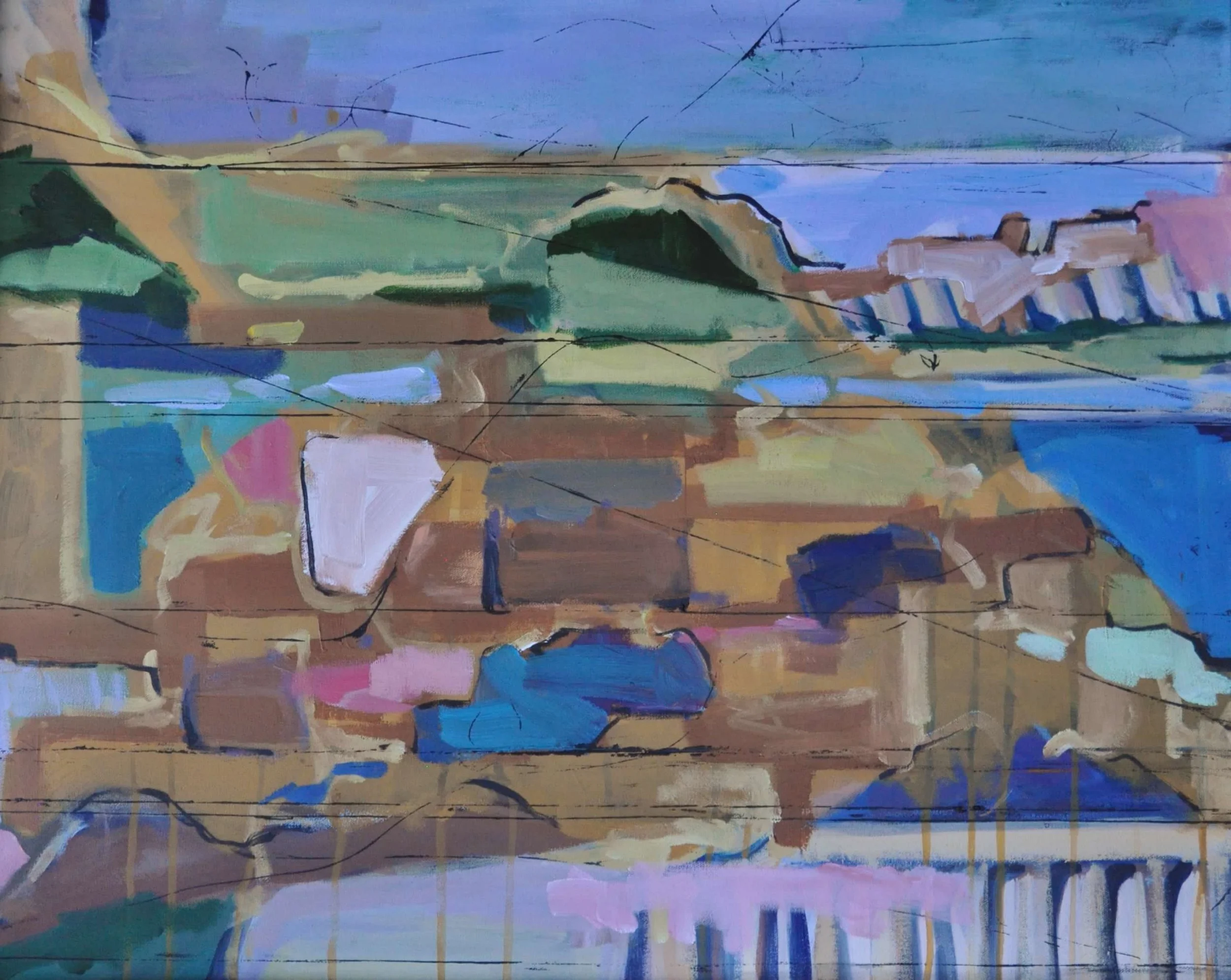 Dividing Lines - 24x20, Acrylic on canvas