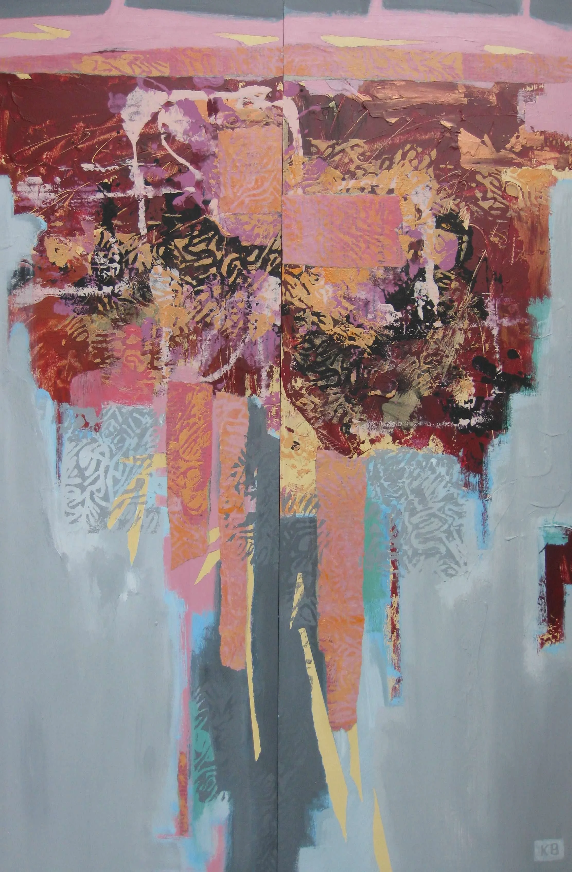  Abstract Dreams #1, Mixed media on two panels, 24x24