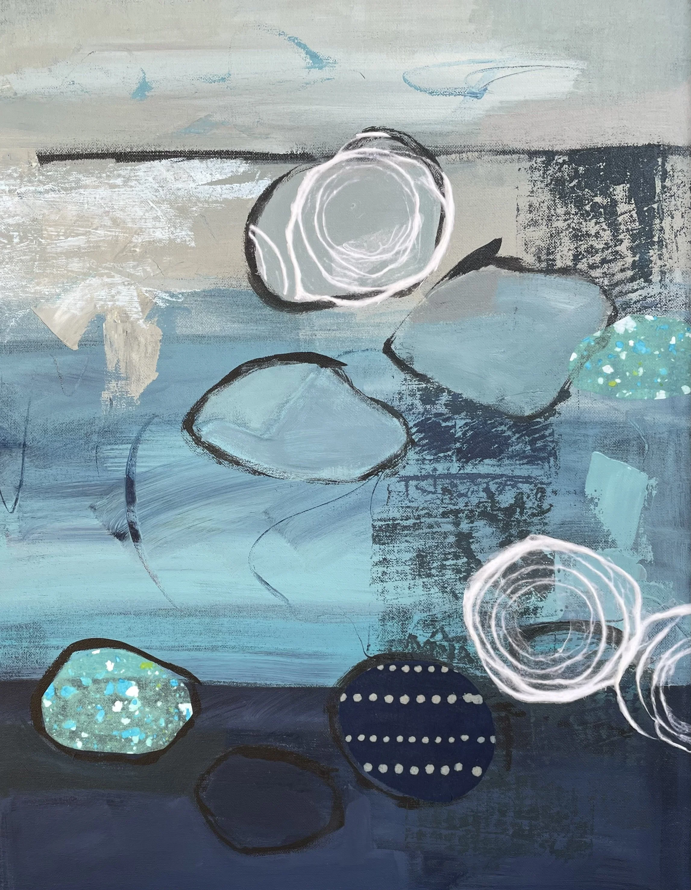 Rocks on the Shore - 20x24, Mixed media on canvas
