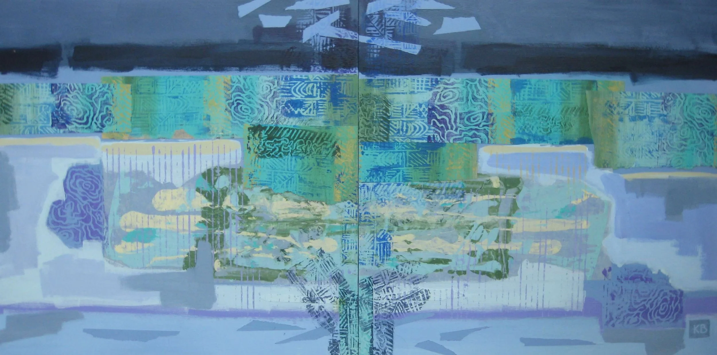 Abstract Dreams #2, Mixed media on two panels, 32x16