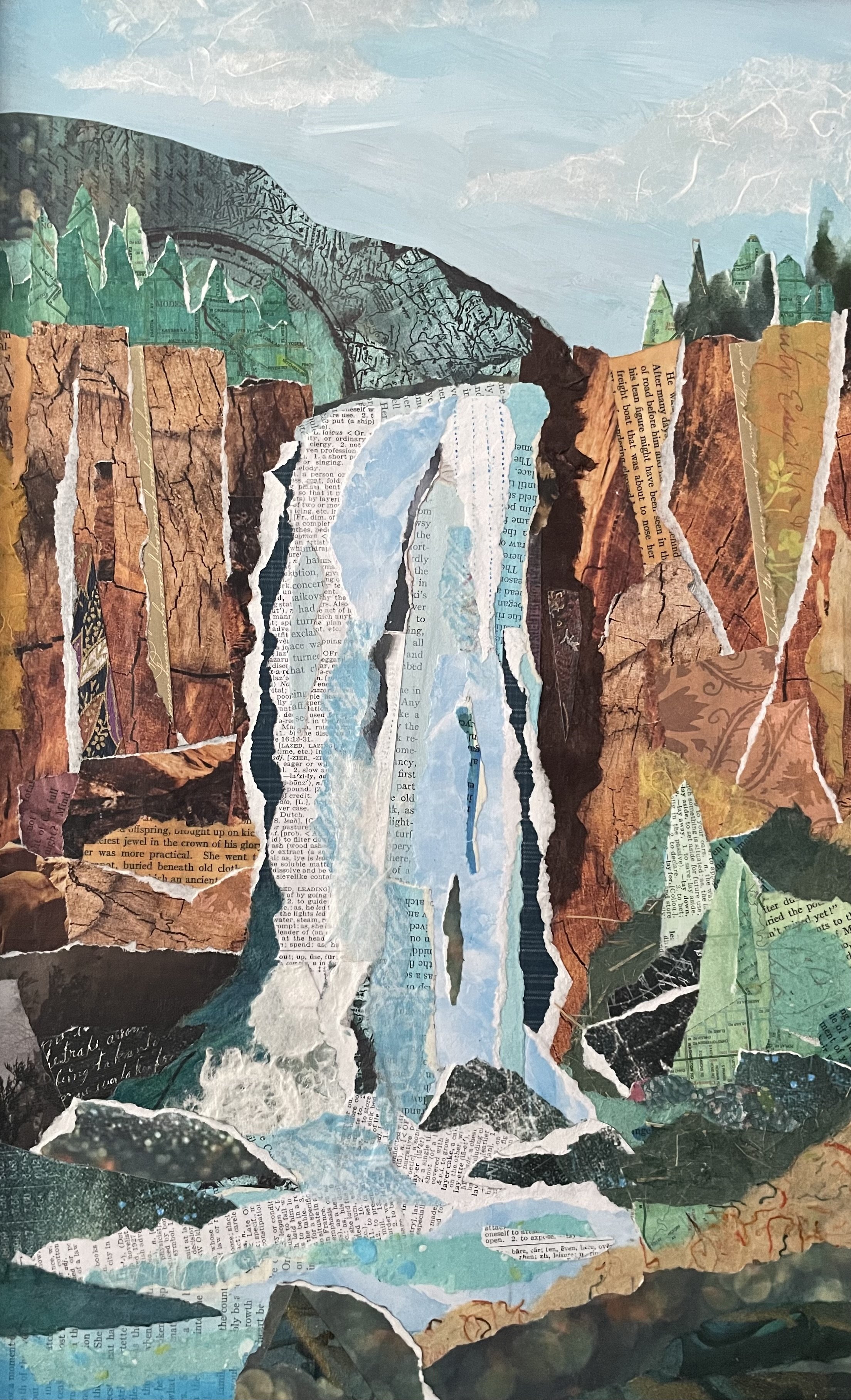 Yosemite Falls, 12x19, mixed media