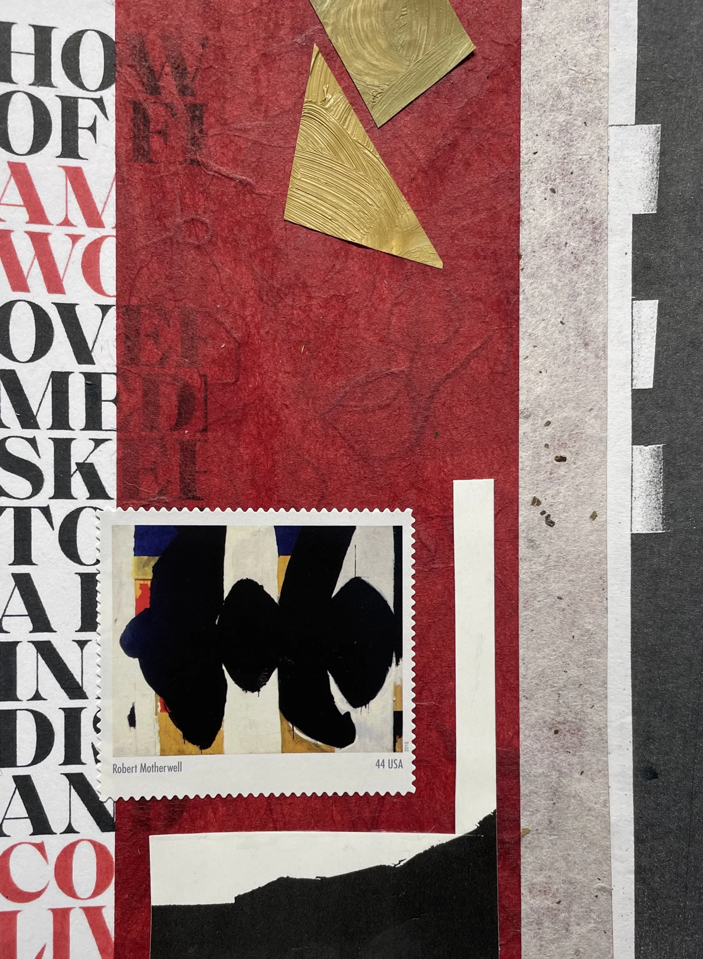 Robert Motherwell, 5x7, collage/postage stamp