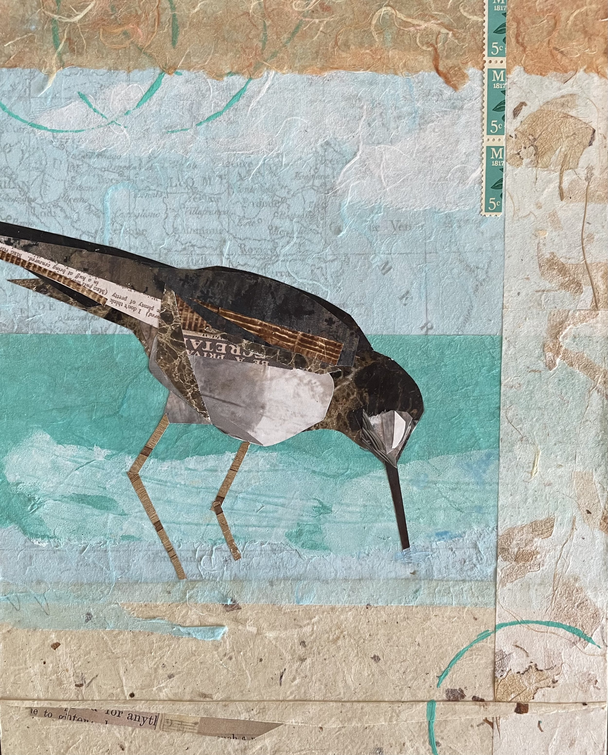 Sandpiper, 8x10, collage