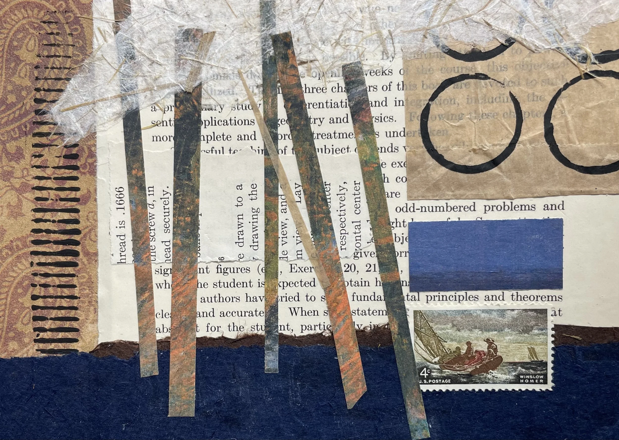 Winslow Homer, 5x7, collage/postage stamp