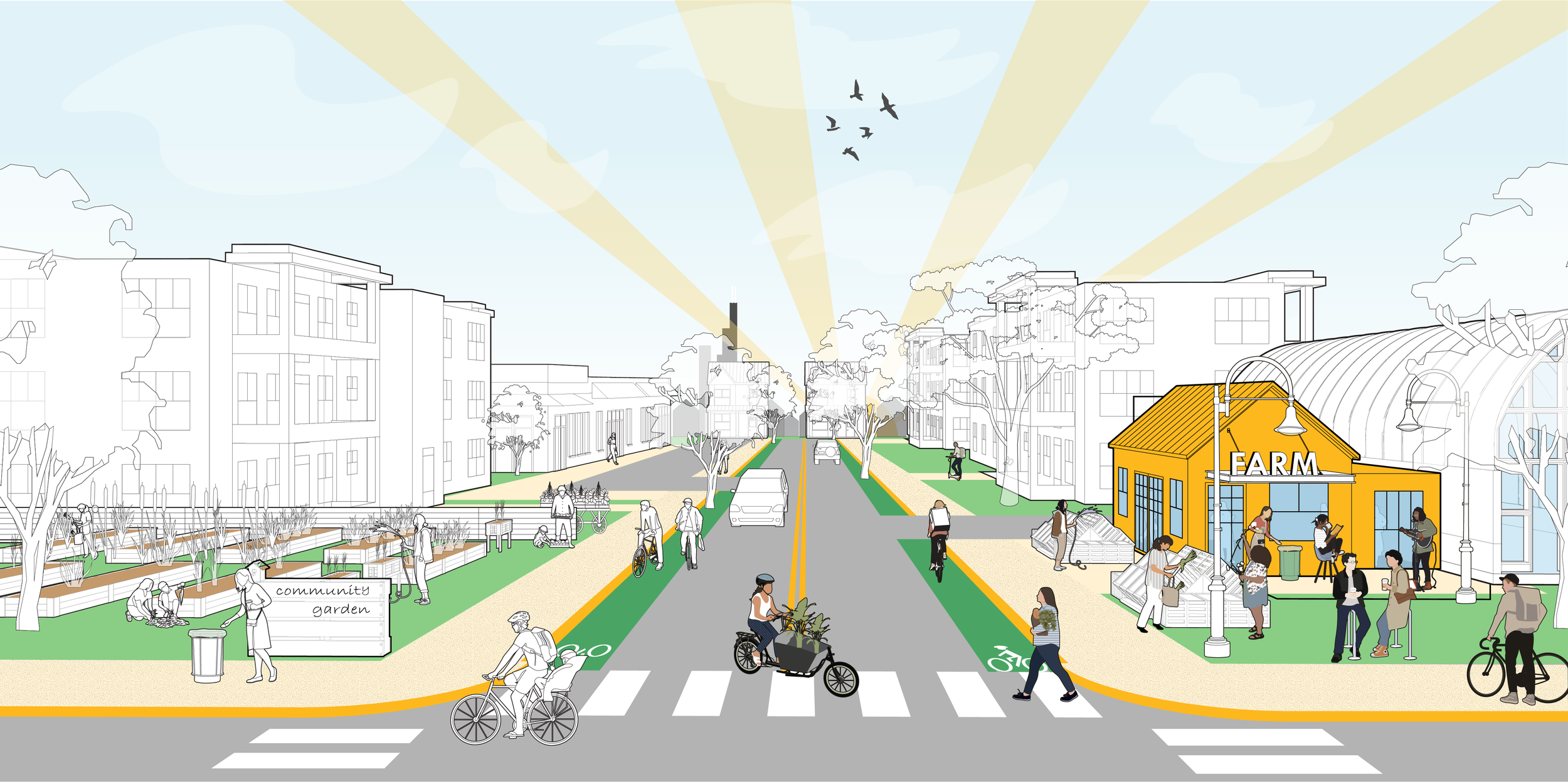 Urban farm neighborhood diagram