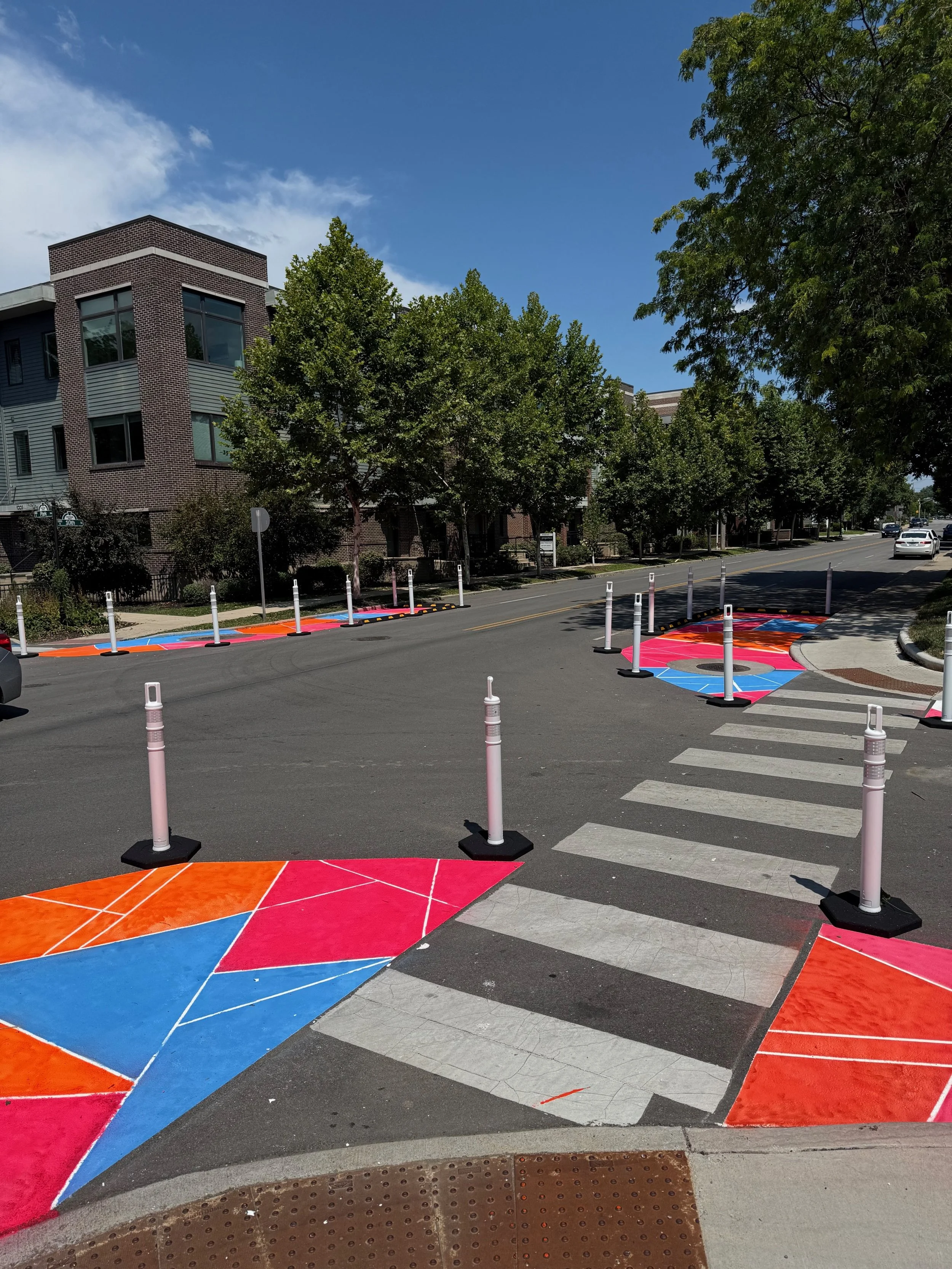 10th Street traffic calming installation in Chatham Arch, Indianapolis