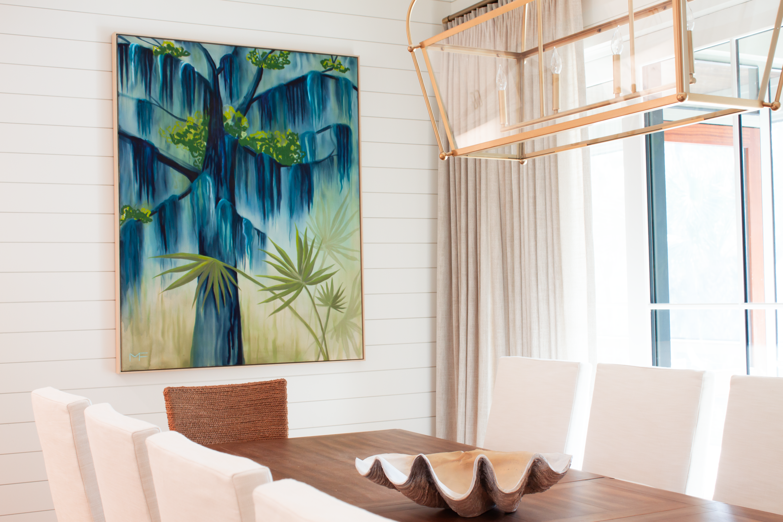 SOLD. "BETWEEN THE PALMETTOS" 48" x 60" acrylic and oil stick on raw canvas