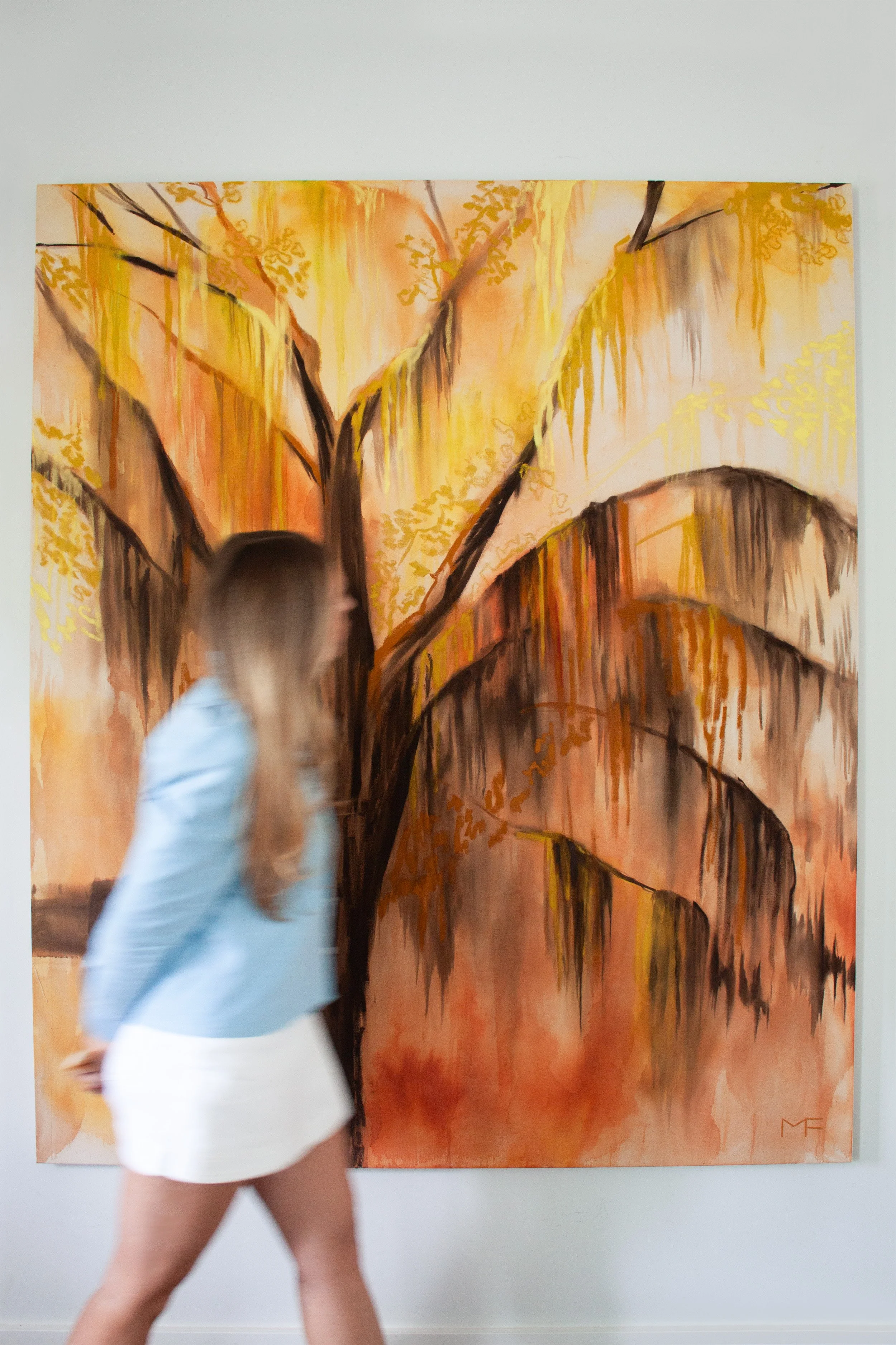 "GRANDMOTHER'S OAK", 60" x 72", acrylic and oil stick on raw canvas