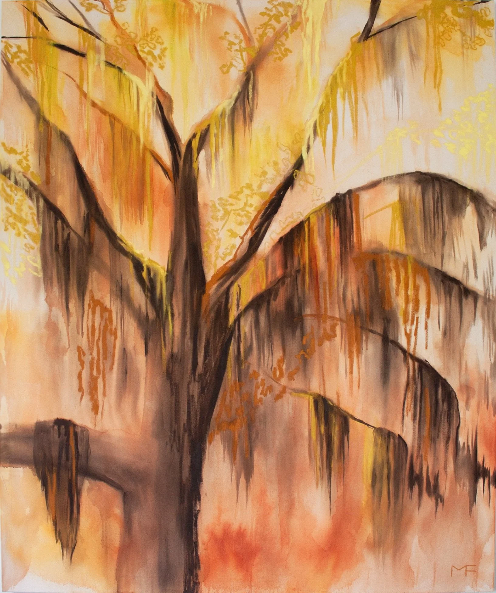 "GRANDMOTHER'S OAK", 60" x 72", acrylic and oil stick on raw canvas