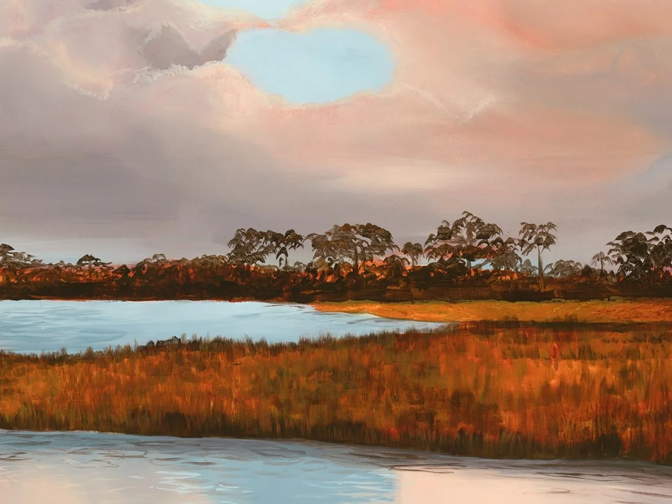 "KIAWAH SERENITY", 108" x 72" triptych, acrylic on canvas