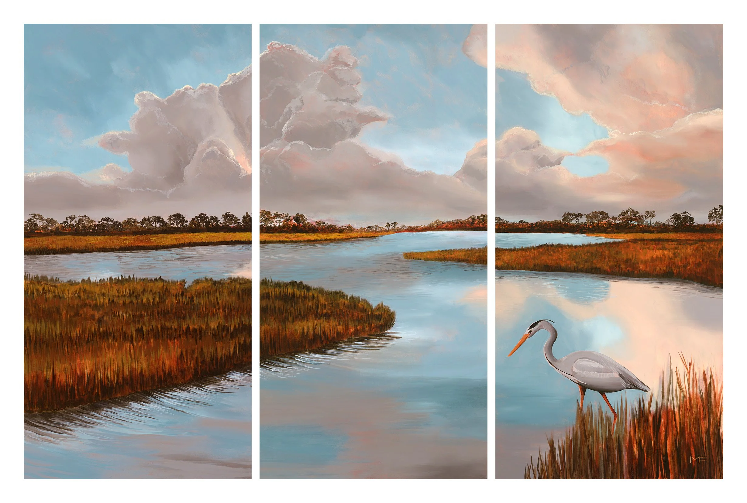 "KIAWAH SERENITY", 108" x 72" triptych, acrylic on canvas