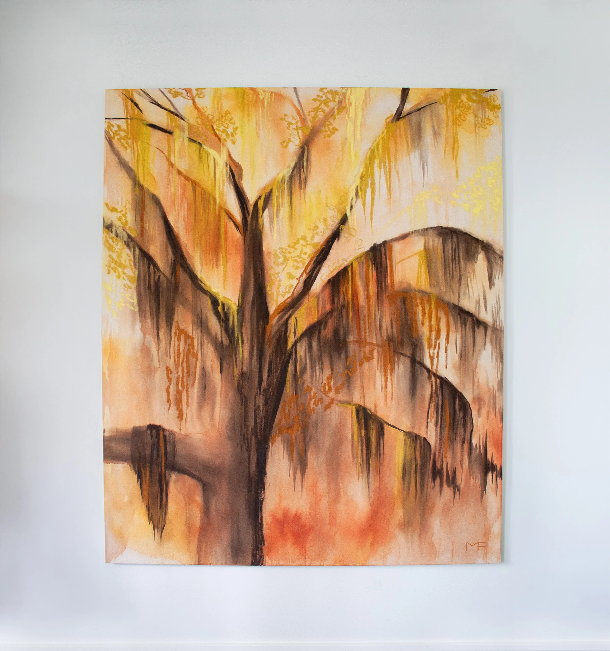 "GRANDMOTHER'S OAK", 60" x 72", acrylic and oil stick on raw canvas