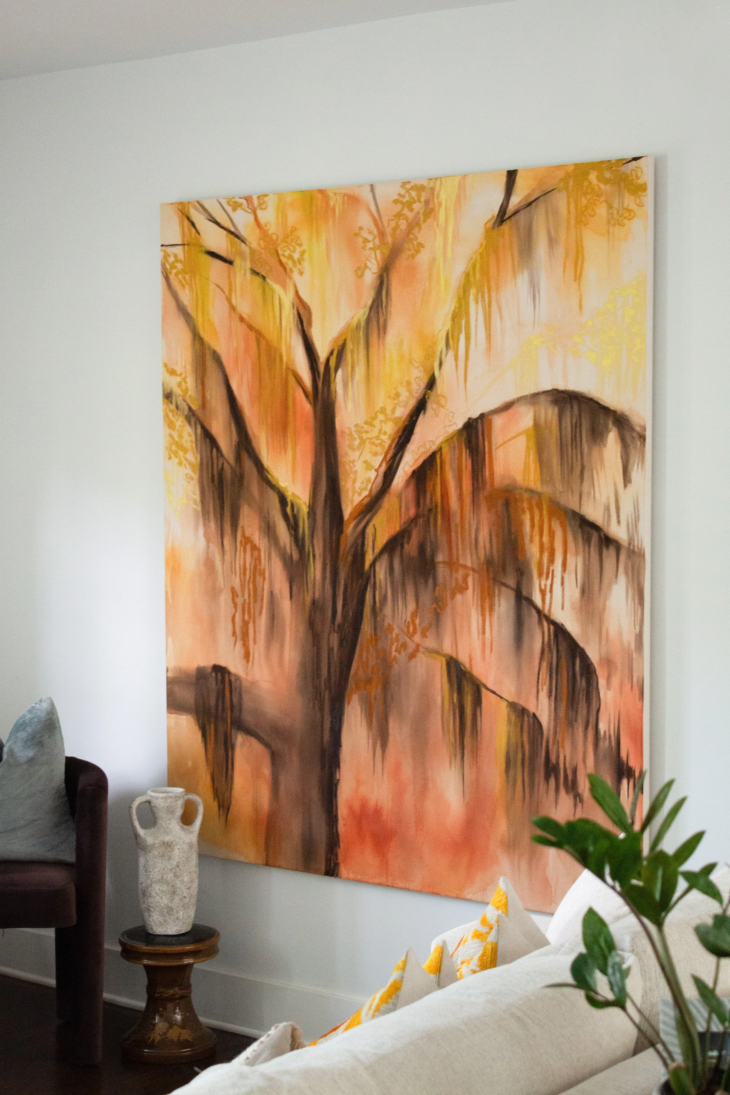 "GRANDMOTHER'S OAK", 60" x 72", acrylic and oil stick on raw canvas
