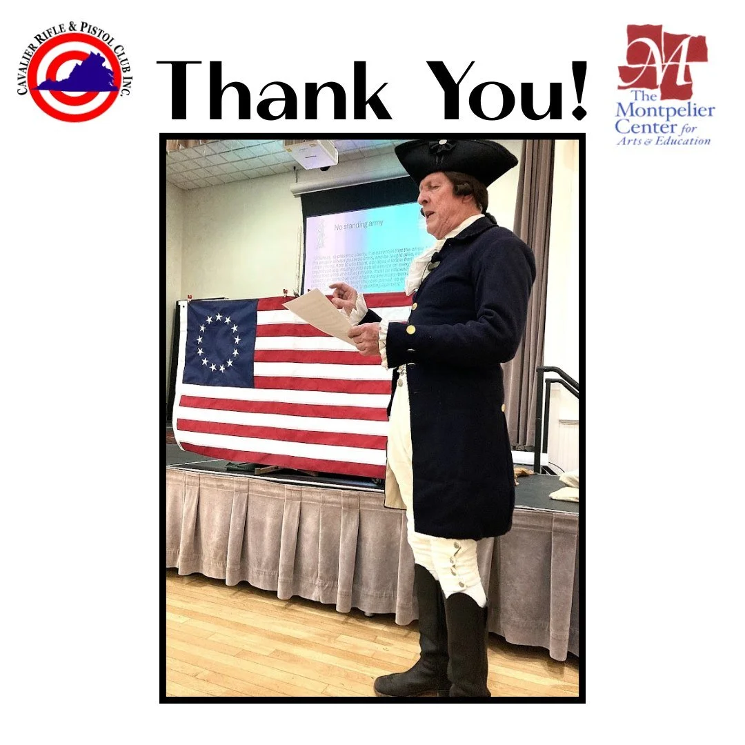 We’d like to extend a heartfelt thank you to Cavalier Rifle and Pistol Club for sponsoring our recent event, American Colonists Rebel Against Superpower.
Your generous support helped make this engaging historical program possible, allowing our