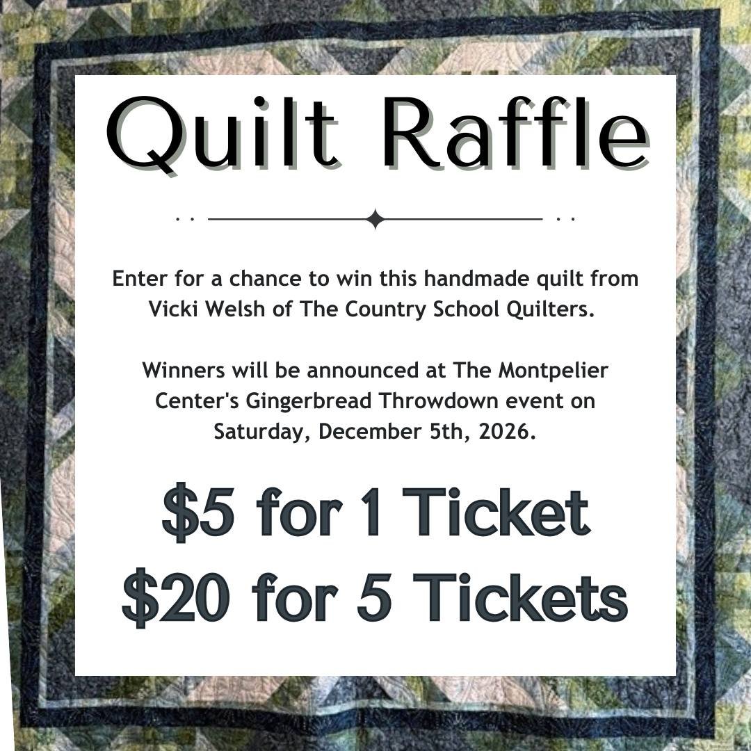 A heartfelt thank you to the Country School Quilters and Vicki Welch for their generous donation of a beautiful quilt to be raffled off in support of The Montpelier Center for Arts &amp; Education.

We are so grateful for your kindness, talent, and s