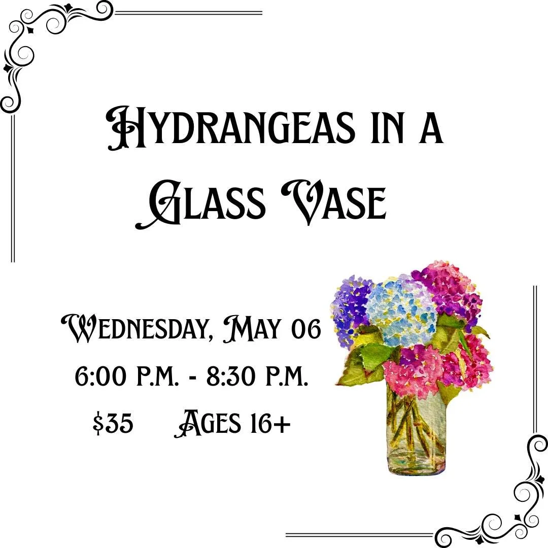April showers bring lovely May watercolor flowers! Join Joyfully Rendered - Memorable Fine Art by Donna Whitman and learn a simple method to create lovely hydrangea blooms along with the secret technique for making a glass vase look real!! Come alone
