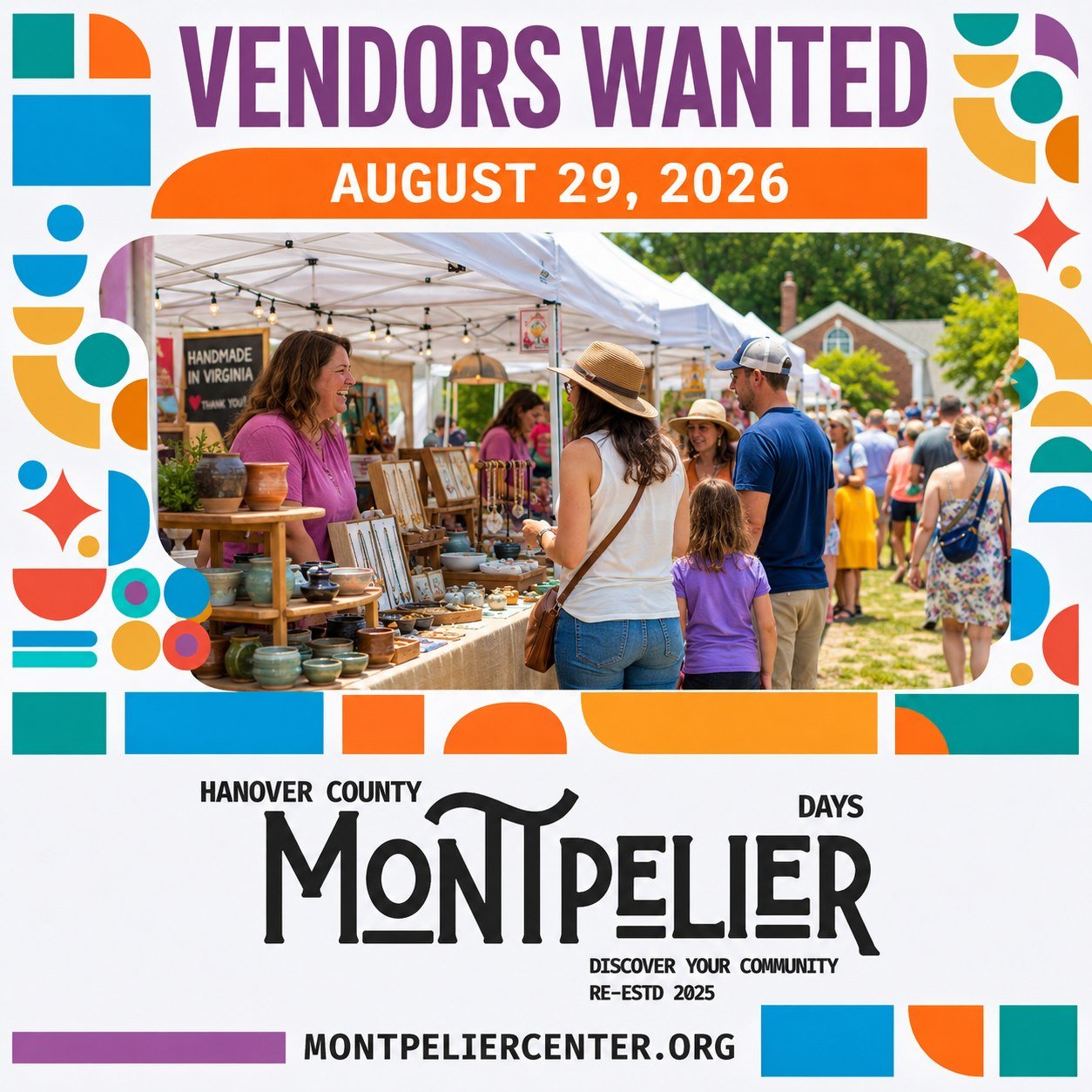 📣 Calling local vendors!

Want to put your business, products, food or organization in front of the Montpelier community? Vendor spaces are available for Montpelier Days on Saturday, August 29!

Montpelier Days brings neighbors and visitors together
