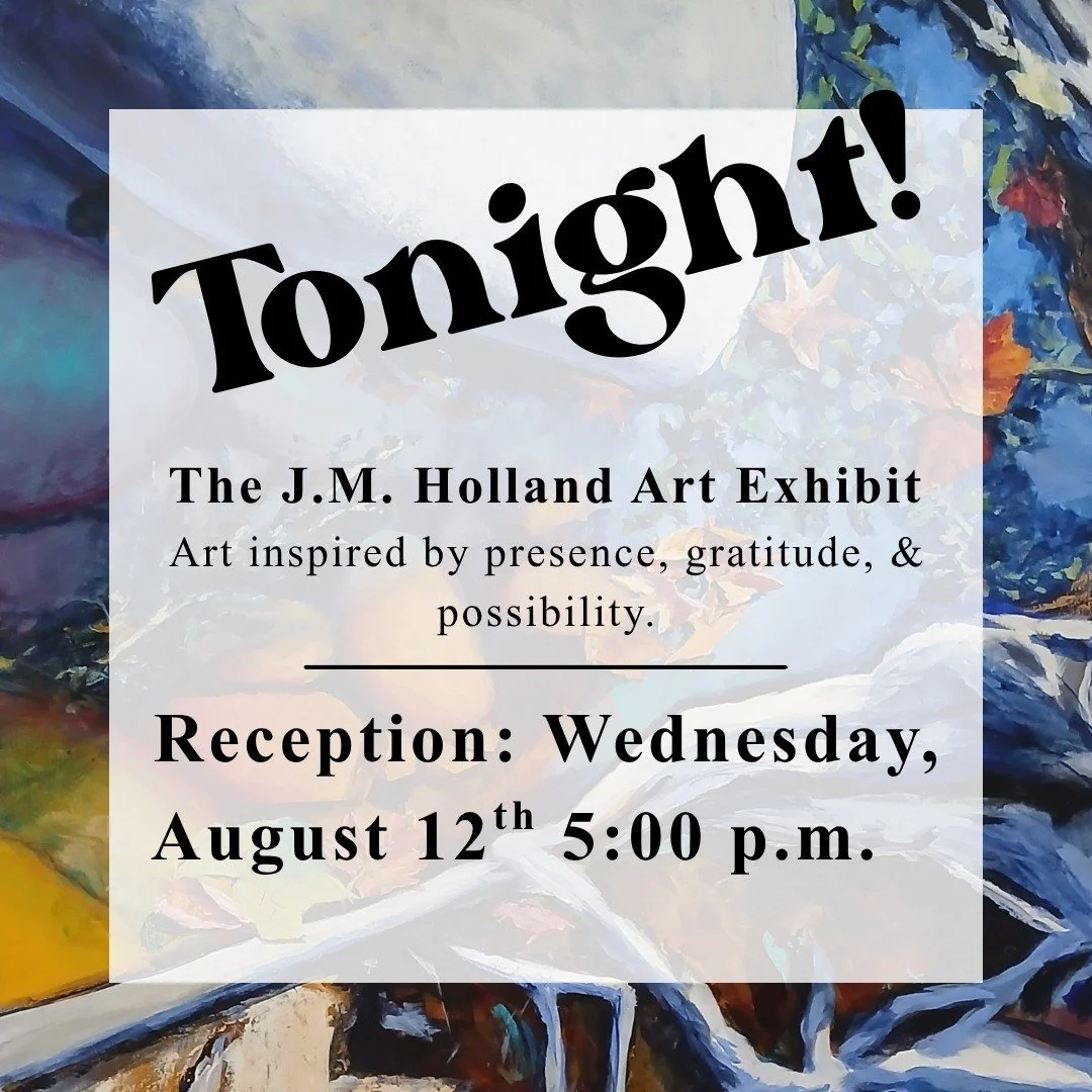 Tonight, step into the world of J.M. Holland at our art reception!

Explore paintings inspired by the rocks, water, sky, and ever-changing landscape of the James River. Holland&rsquo;s vibrant use of color and expressive style creates a sensory exper