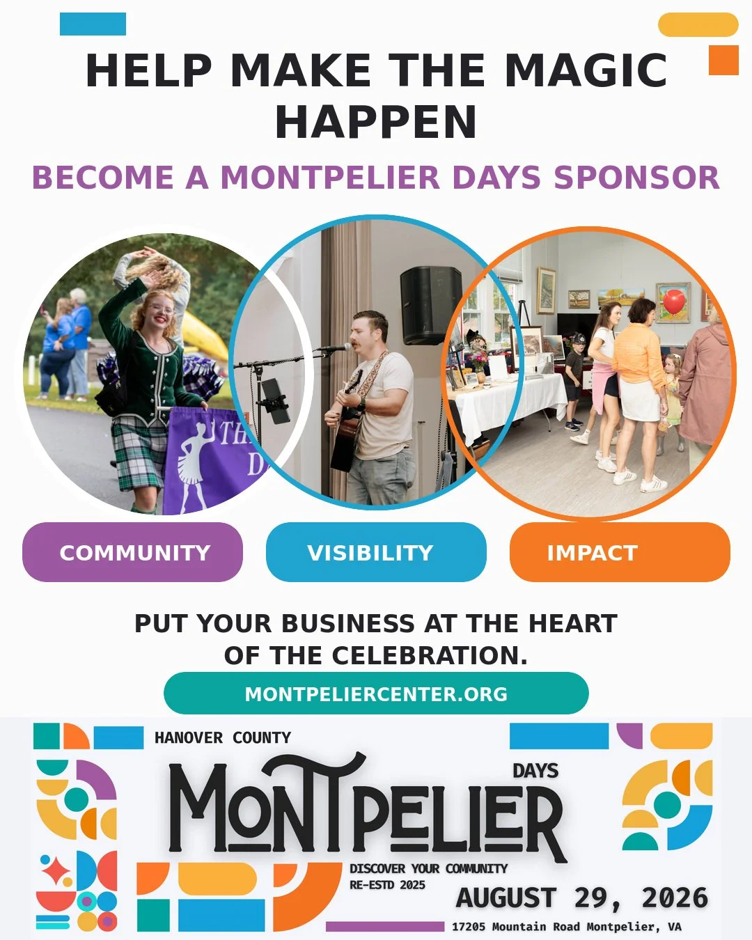 Want your business to be seen supporting the community it serves? A few Montpelier Days sponsorship opportunities remain. Help make the parade, festival and family activities possible while putting your name behind a day Montpelier looks forward to a