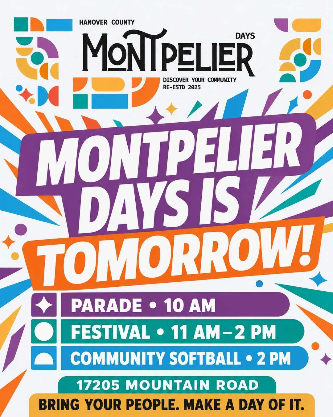 Come hungry. Come ready to shop. Bring the kids. Stay for the music. 🎉 Montpelier Days has something happening around every corner:

🍔 Food and treats
🛍️ Local vendors and community organizations
🚒 Touch-a-Truck
🥧 Pie contest
🎶 Live entertainme