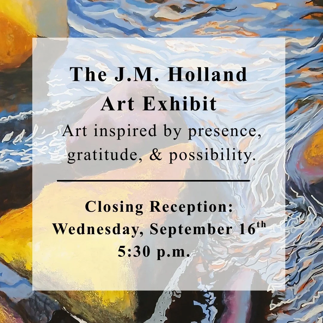 Join us at The Montpelier Center on Wednesday, September 16 at 5:30 p.m. for the closing reception of J.M. Holland&rsquo;s exhibit.

Come take one more look at the artwork on display, enjoy an evening at the Center, and celebrate the conclusion of th