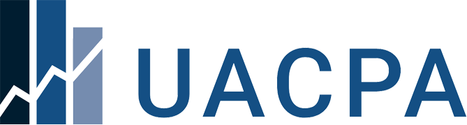 UACPA logo with stylized bar chart and upward arrow in blue, gray, and black