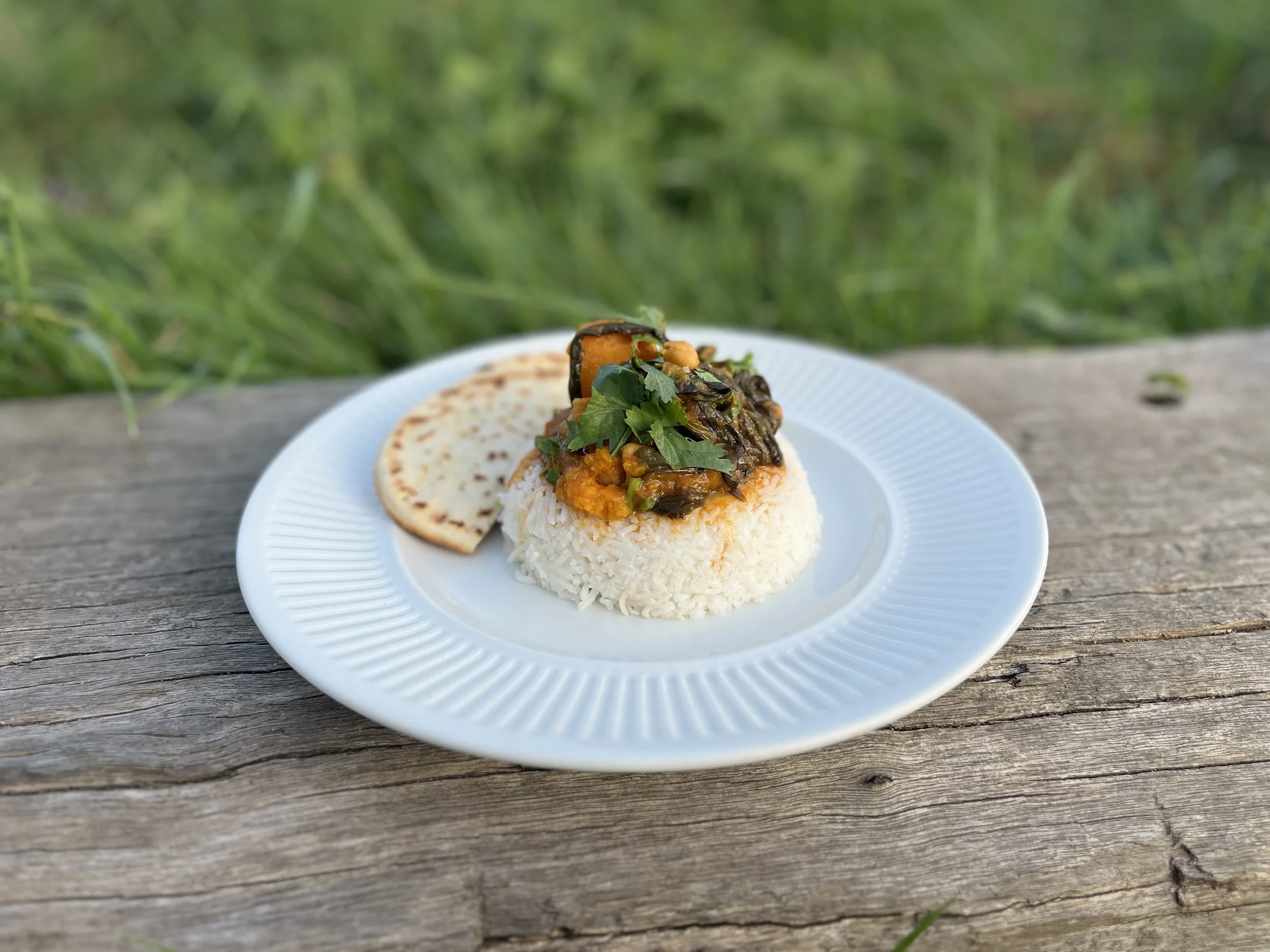 Enwild retreat chickpea and chard curry dinner.webp