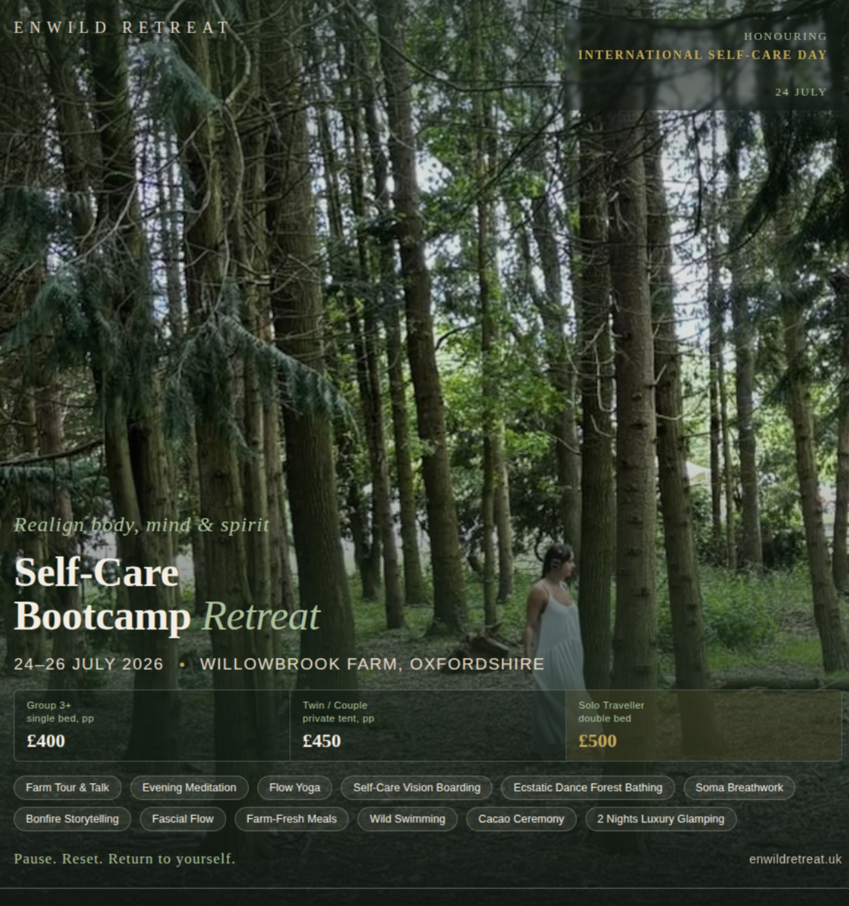 3-day Enwild Self-Care Bootcamp Retreat