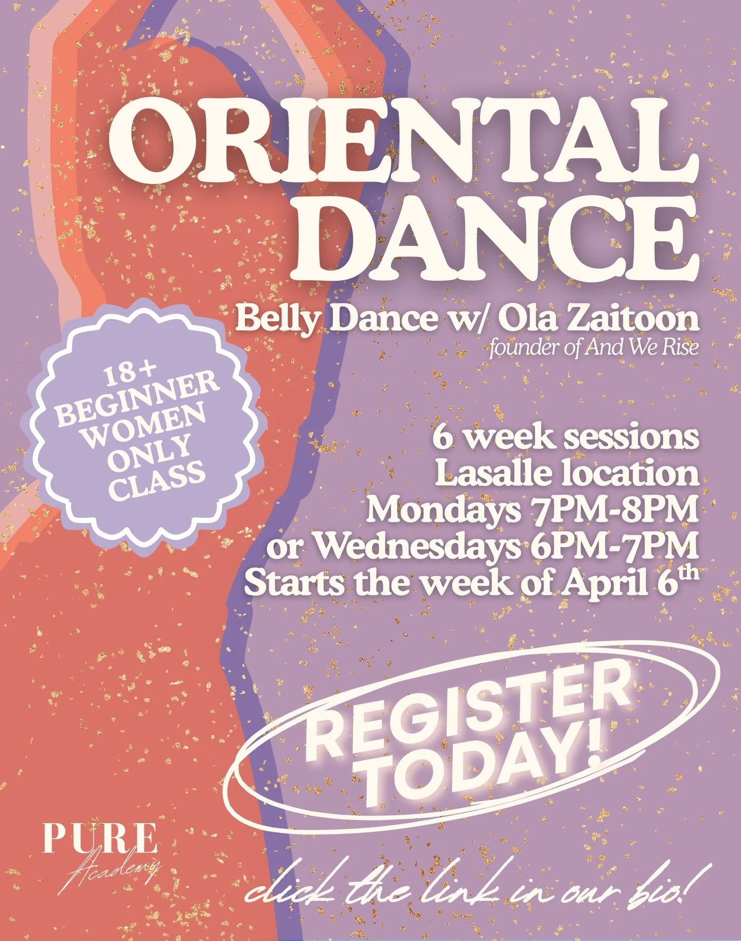 Discover the beauty and power of Oriental Dance. ✨

Rooted in Middle Eastern music and culture, this expressive dance, which you may know as Belly Dance, celebrates strength, femininity, and musicality through shimmies, hip work, undulations, and flu