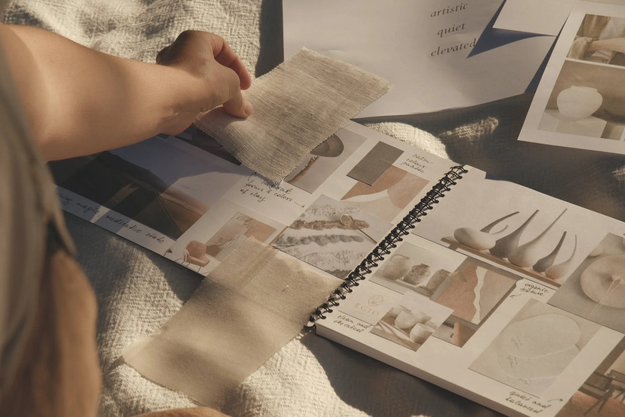 Maria Hoefflin creating a moobdoard, The Brand Flourist, mindful branding for earth-conscious, nature-connected creators
