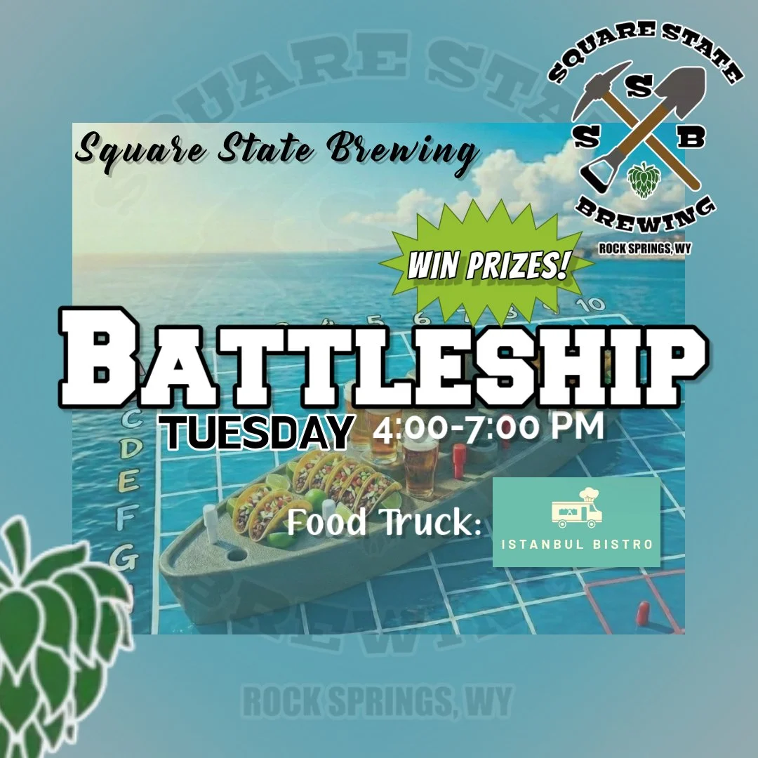 ⚓ BATTLESHIP NIGHT! ⚓

It's Tuesday and you know what that means - Battleship at Square State! Istanbul Bistro will be here serving up their delicious and fresh Mediterranean dishes.

Here's how to play Battleship:
🍺 Order a pint &rarr; get 1 shot
?