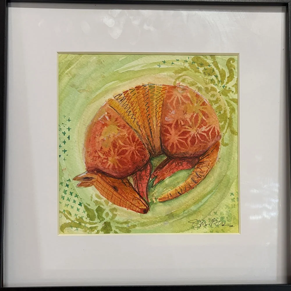 Armadillo Watercolor by Susan Baker Arts