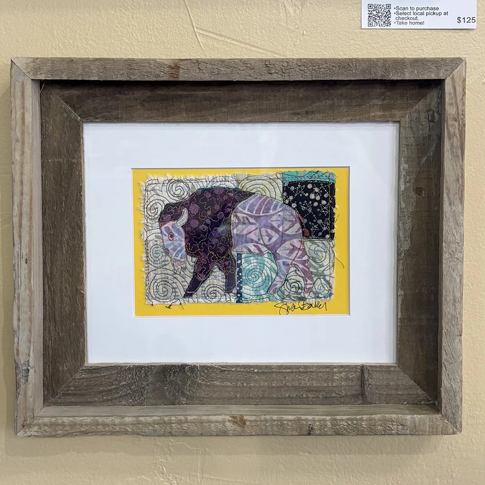 Bison mini Textile by Susan Baker Arts