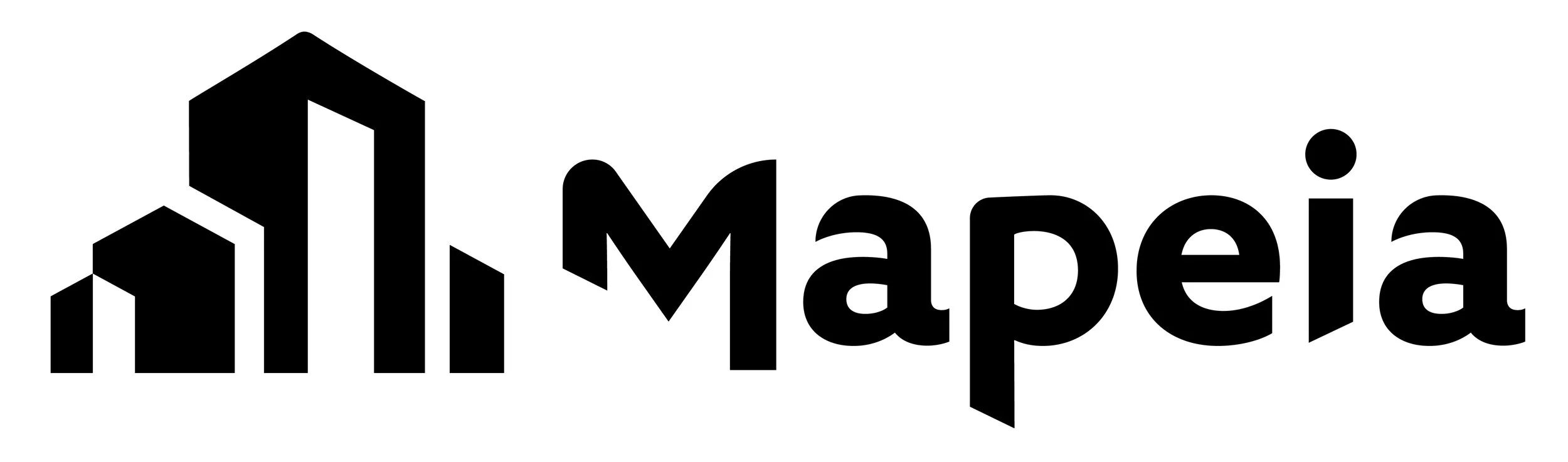 Black and white logo for Mapei with stylized building icons and the company name.