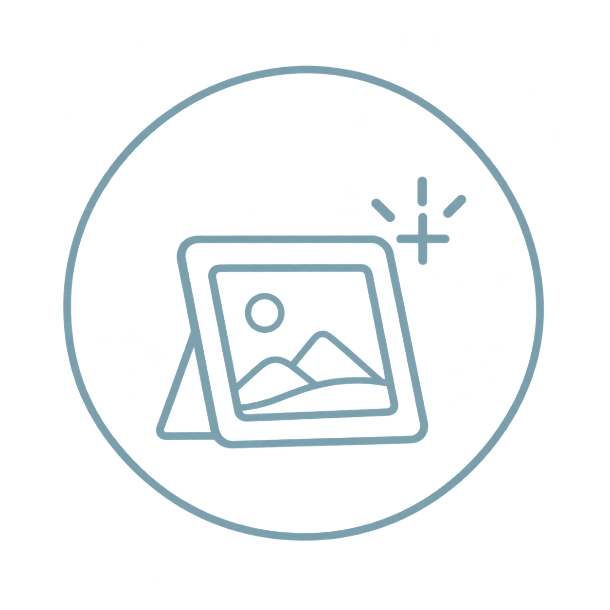 Digital photo frame icon representing photo frame setup