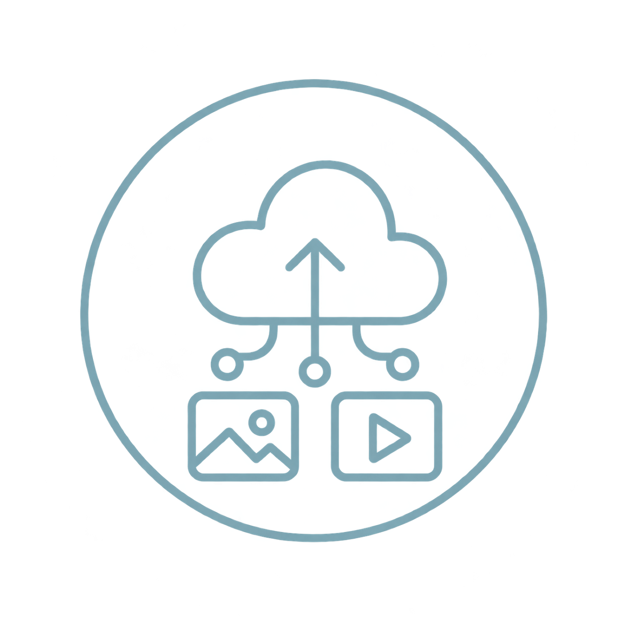 Cloud sharing icon representing photo and video sharing setup