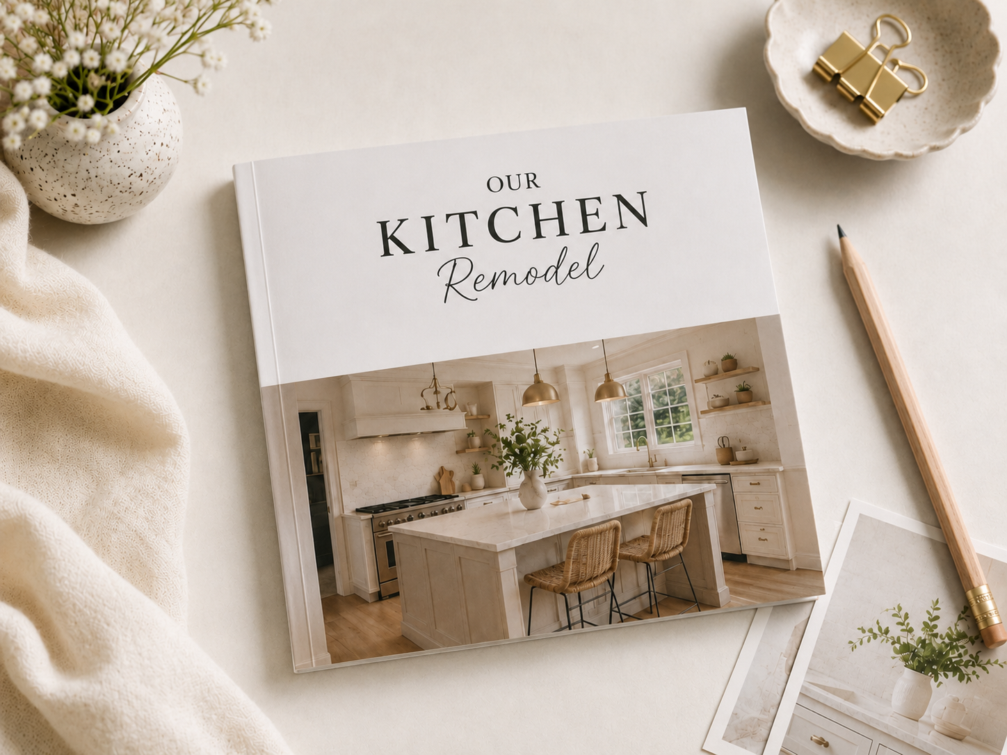 Softcover Mini Story Book featuring a kitchen remodel project with a custom photo cover.