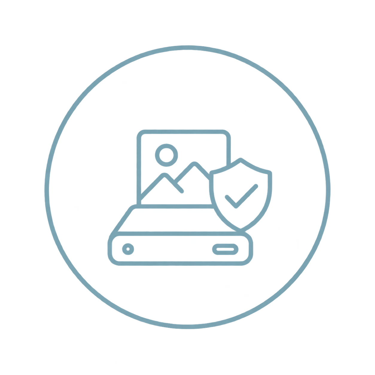 Protected photo storage icon representing backup solutions