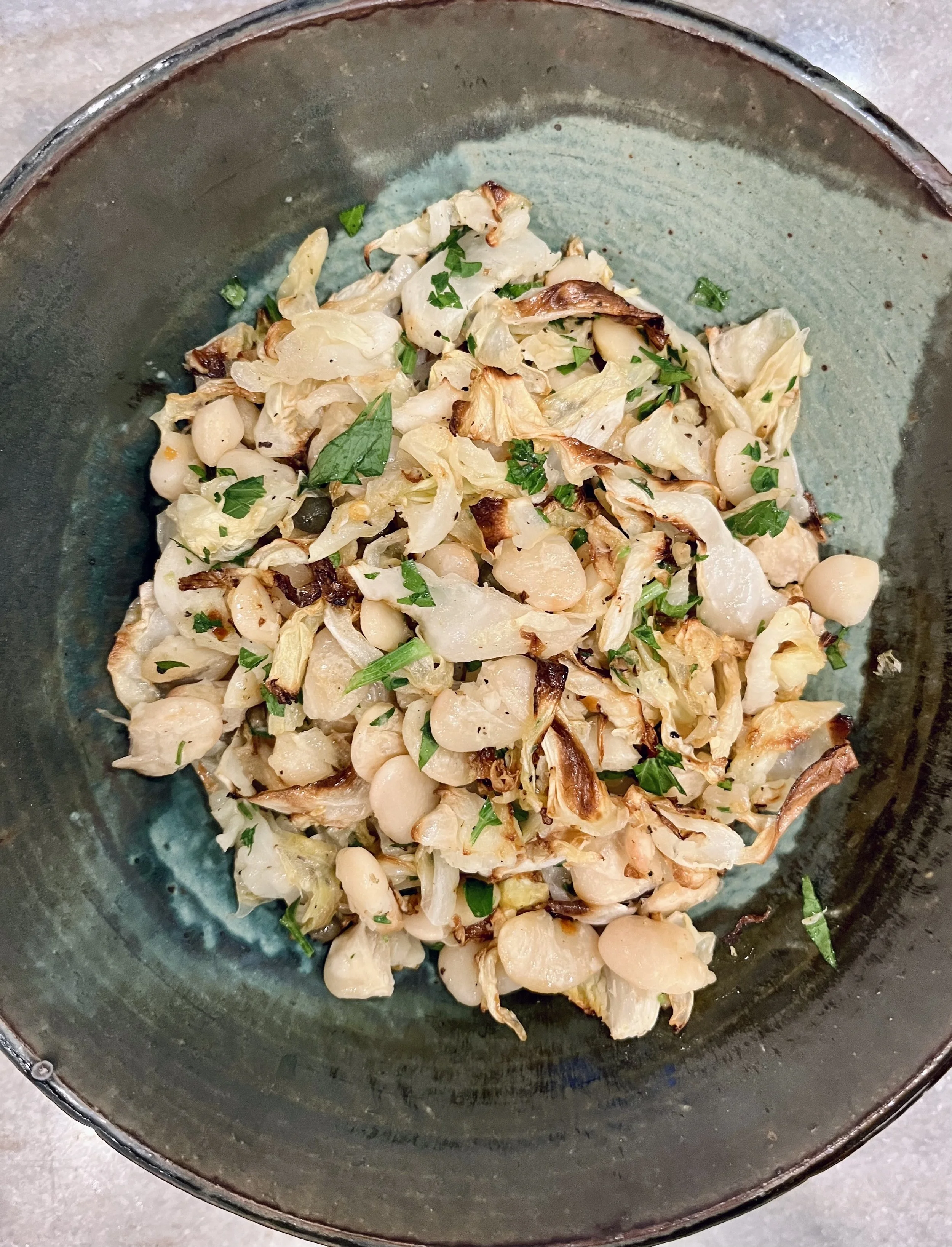 Roasted Cabbage + Butter Beans
