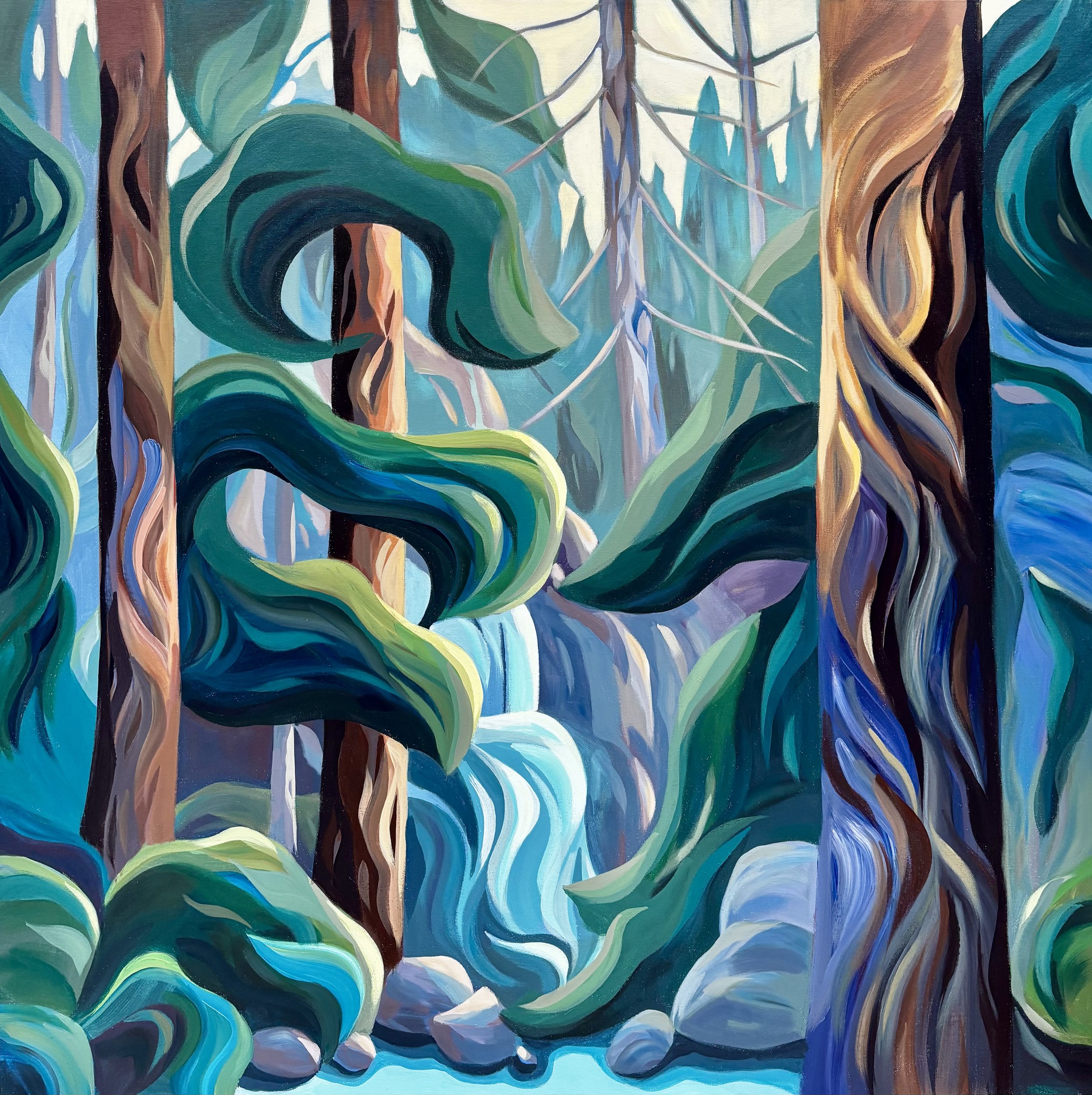 Misty Morning Forest Painting by Jodie Blaney