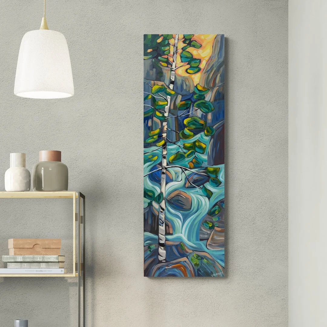 Where The Light Flows painting by Jodie Blaney shown in contemporary space