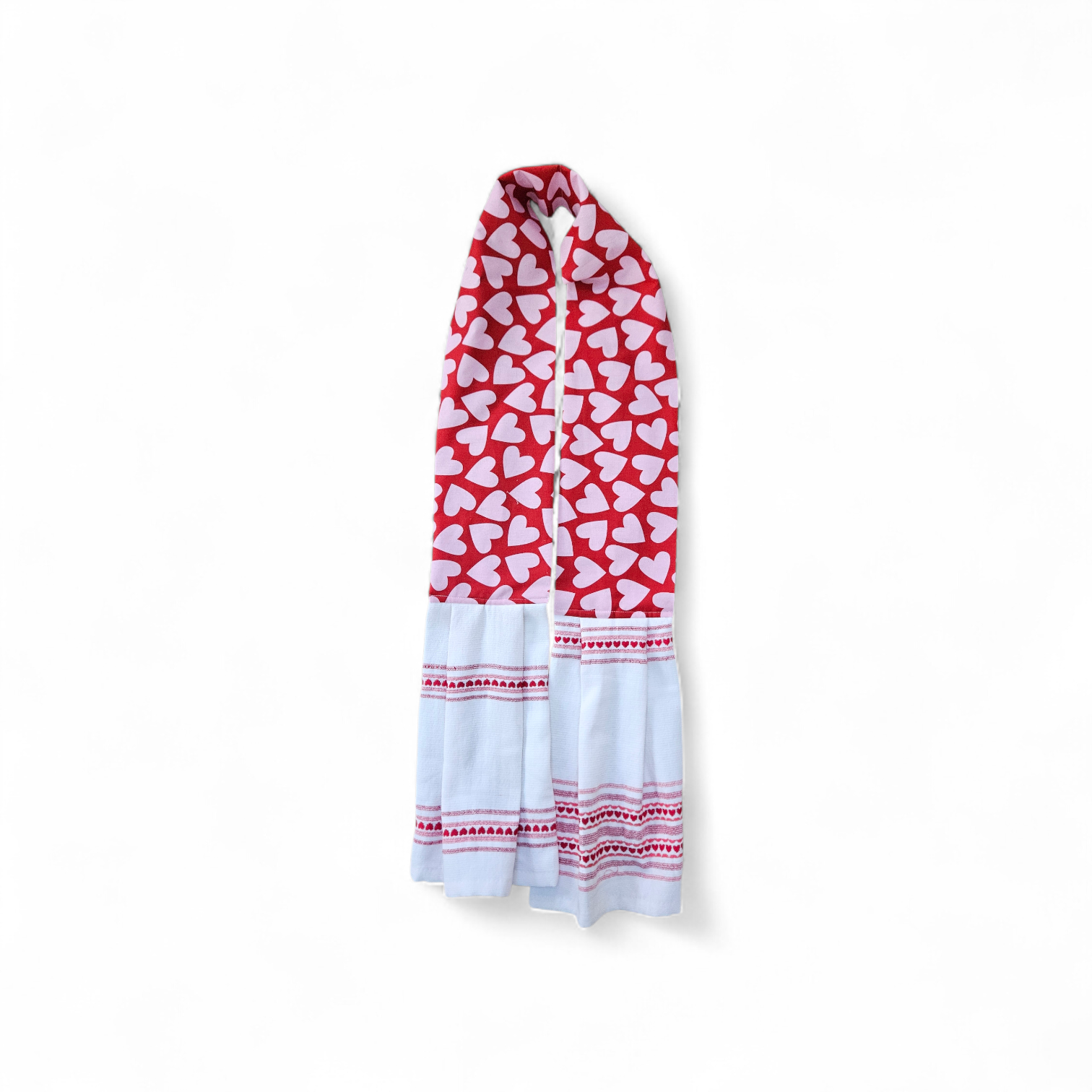 Scarf Towels Valentines Pink hearts on red