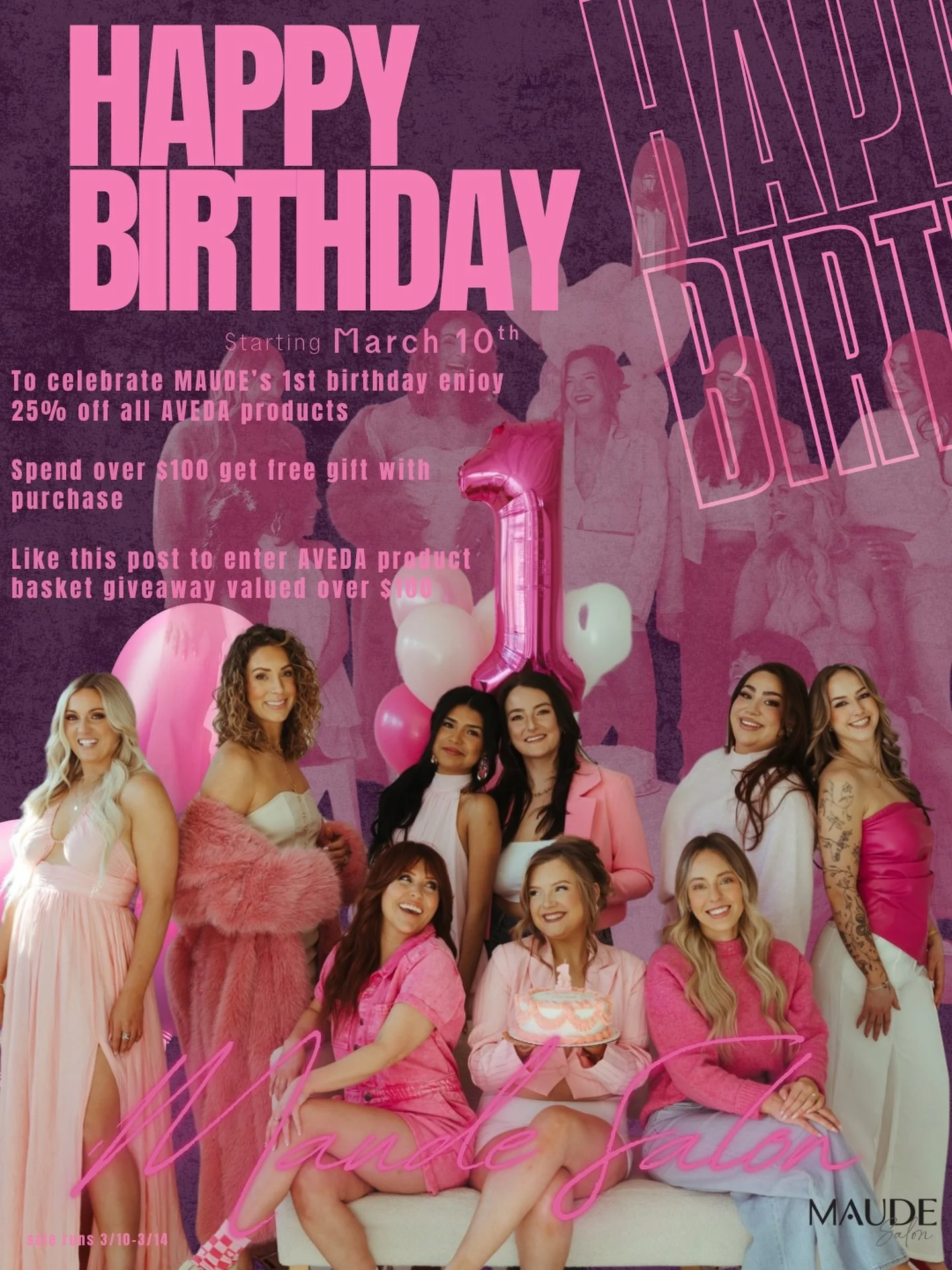 Maude Salon is turning 1! 💞💕

Our first year in business has been greater than we ever could have imagined, and it&rsquo;s all because of YOU! 

Our loyal clients are what makes us who we are, and why we love what we do. 

To say thank you for your